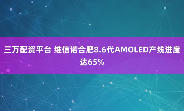 三万配资平台 维信诺合肥8.6代AMOLED产线进度达65%
