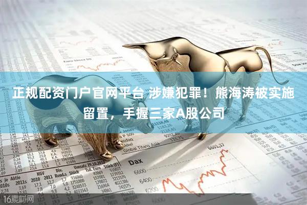 正规配资门户官网平台 涉嫌犯罪！熊海涛被实施留置，手握三家A股公司