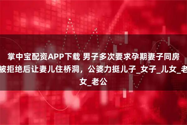 掌中宝配资APP下载 男子多次要求孕期妻子同房，被拒绝后让妻儿住桥洞，公婆力挺儿子_女子_儿女_老公