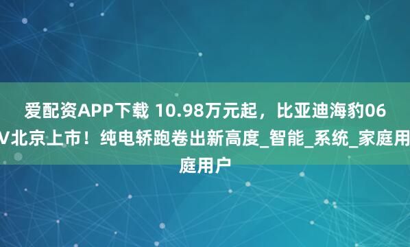 爱配资APP下载 10.98万元起，比亚迪海豹06 EV北京上市！纯电轿跑卷出新高度_智能_系统_家庭用户