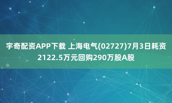 宇奇配资APP下载 上海电气(02727)7月3日耗资2122.5万元回购290万股A股