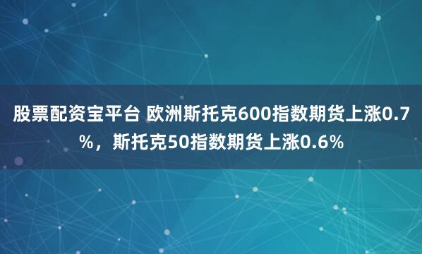 股票配资宝平台 欧洲斯托克600指数期货上涨0.7%，斯托克50指数期货上涨0.6%